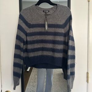Steve Madden Gray and Blue Striped Men's Sweater